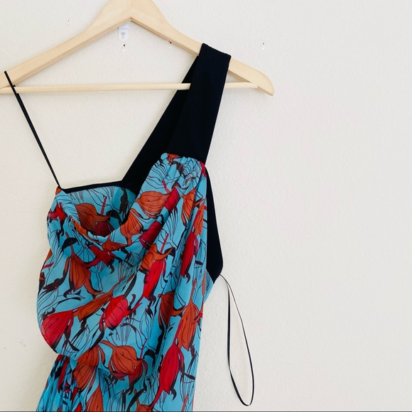 NEW Sophie Theallet Blue Silk Floral Long Dress SZ 6 - Picture 6 of 9